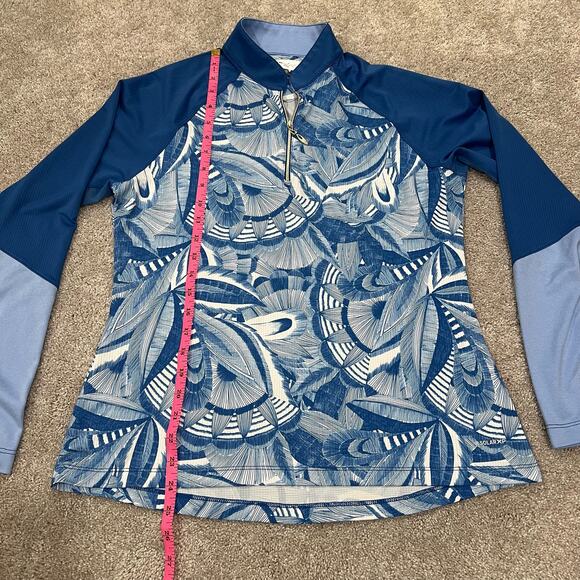 Greg Norman Womens SolarXP Playdry Quarter Zip Blue Tropical Size M - Picture 8 of 9
